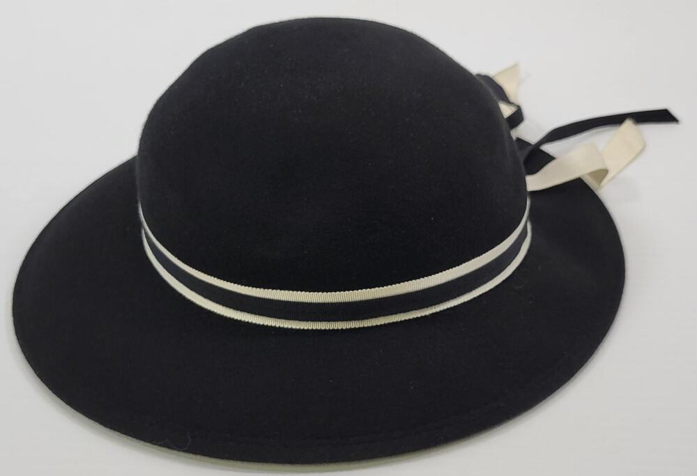 *B0) Woman Bollman Junior Seasons New York Doeskin Felt Wool Black Bucket Hat
